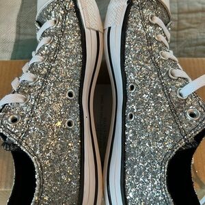 Converse Silver Glitter Athletic Shoes